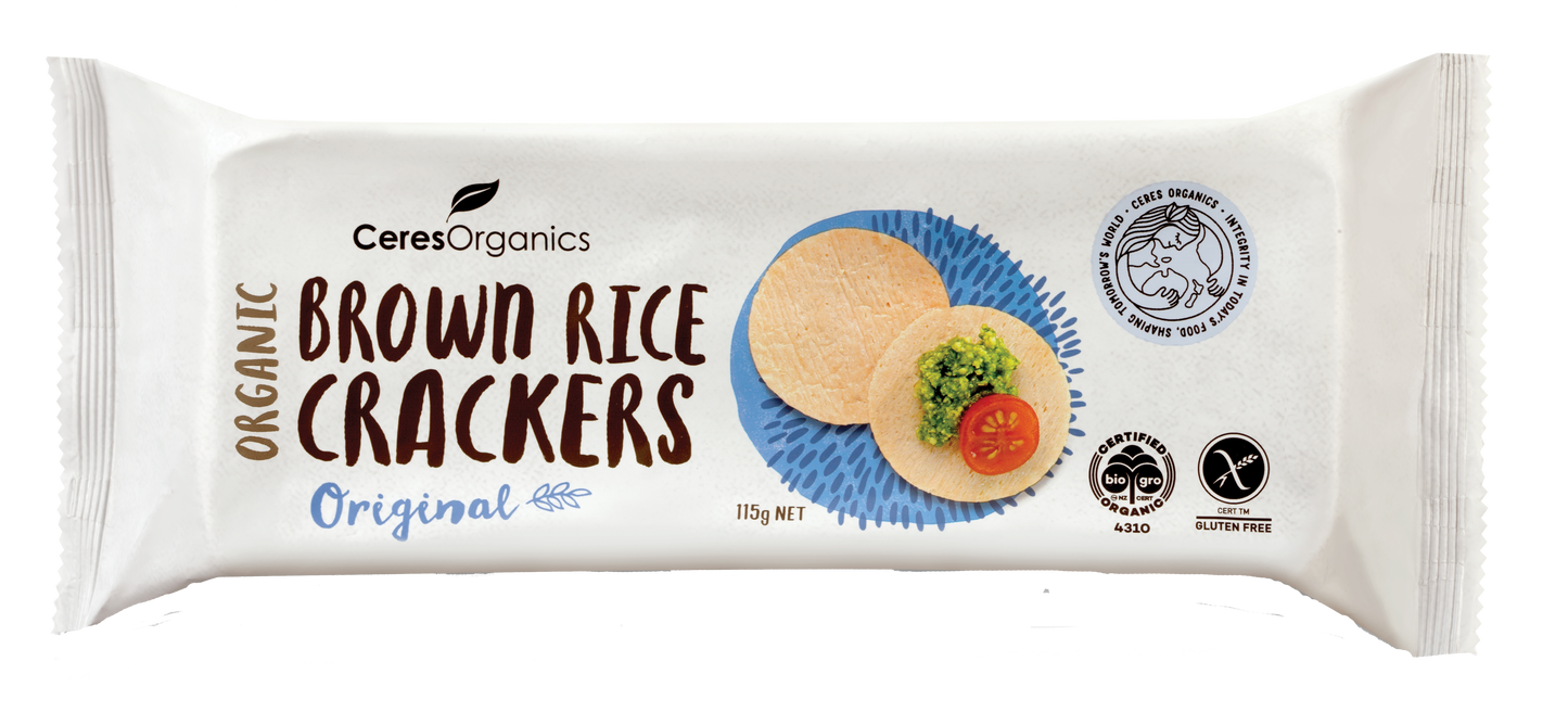 Organic Brown Rice Crackers, Original - 115g