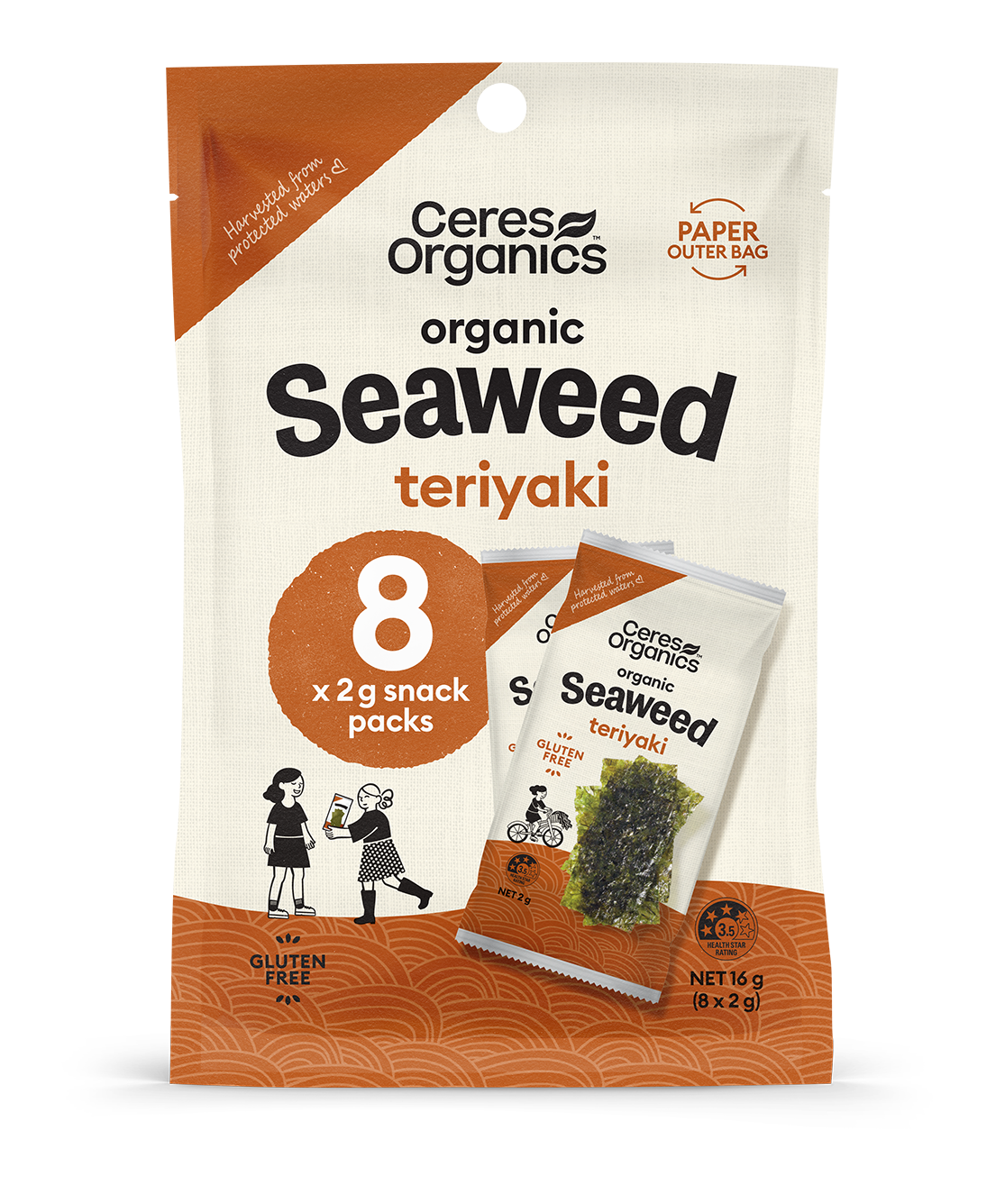 Organic Roasted Seaweed Multipack, Teriyaki BBQ Snack - 16g
