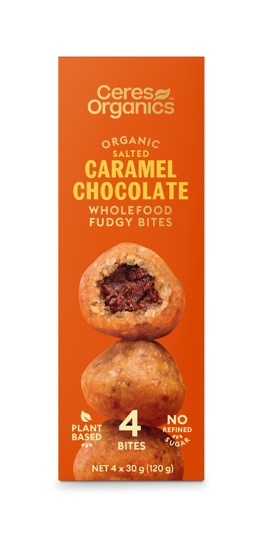 Organic Wholefood Fudgy Bites, Caramel Chocolate - 120g