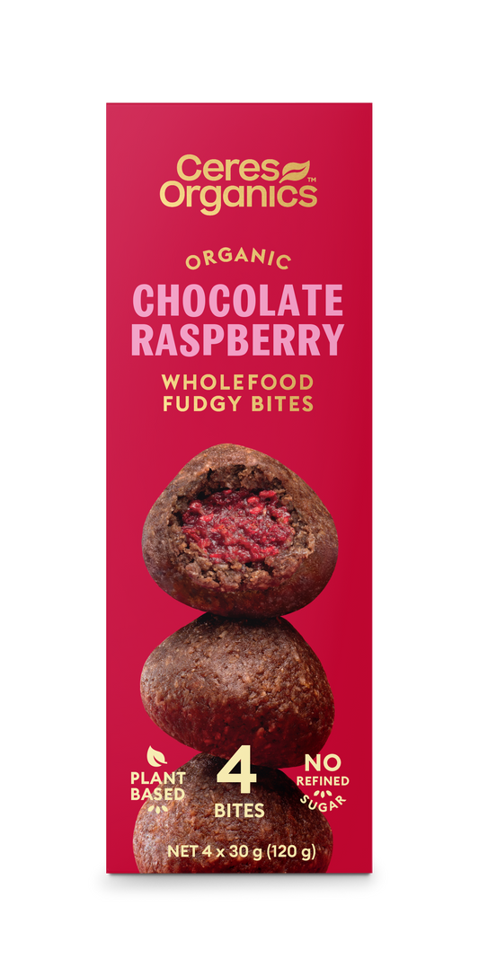 Organic Wholefood Fudgy Bites, Chocolate Raspberry - 120g