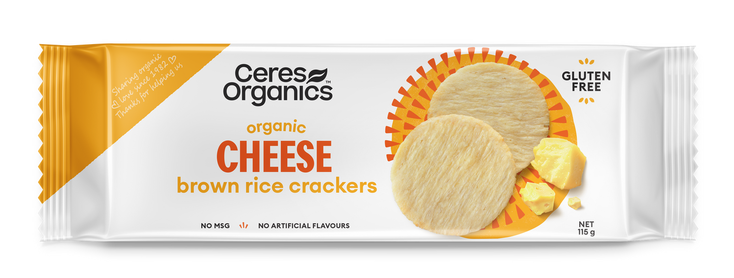 Organic Brown Rice Crackers, Cheese - 115g - 115g