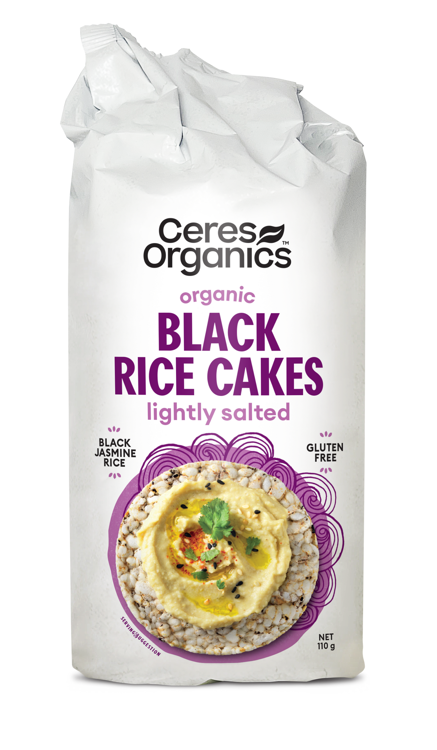 Organic Black Rice Cakes, Lightly Salted - 110g
