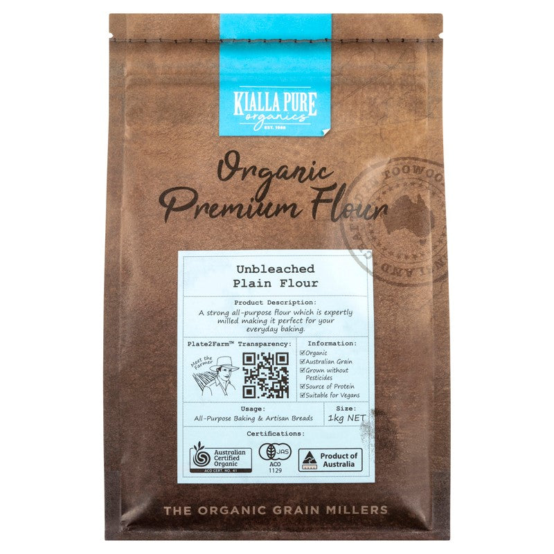 Kialla Pure Organic Unbleached Plain Flour - 1Kg
