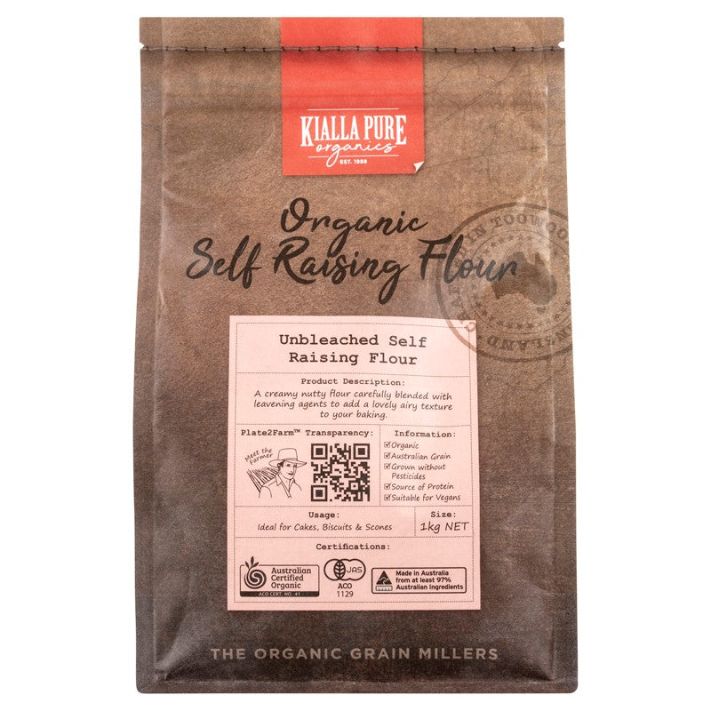 Kialla Pure Organic Unbleached Self-Raising Flour - 1Kg