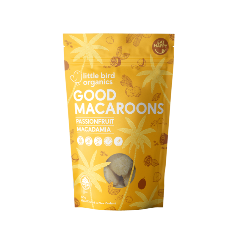Little Bird Organics Good Macaroons - Passionfruit + Macadamia - 125g