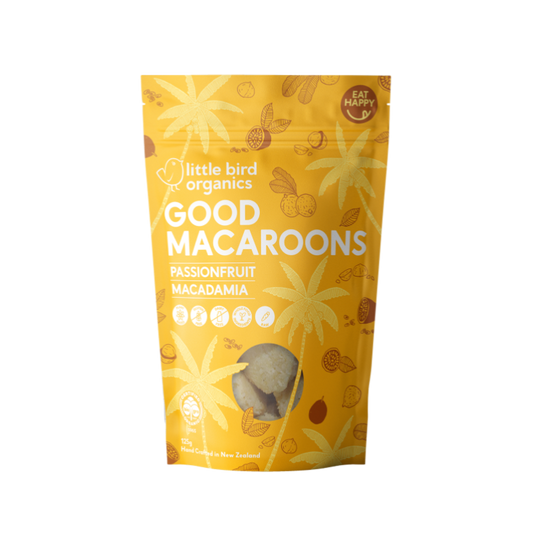 Little Bird Organics Good Macaroons - Passionfruit + Macadamia - 125g