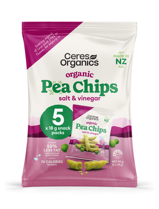 Organic Pea Chips Multipack, Salt & Vinegar - 90g