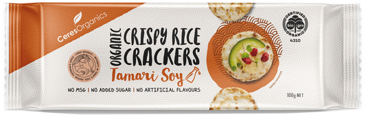 Organic Rice Crackers, Tamari Soy - 100g