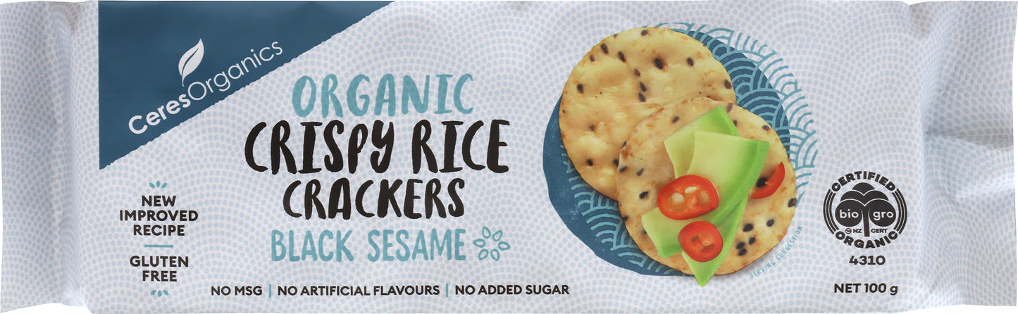 Organic Rice Crackers, Black Sesame - 100g