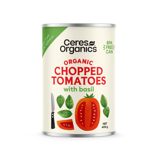Organic Tomatoes, Chopped with Basil - 400g