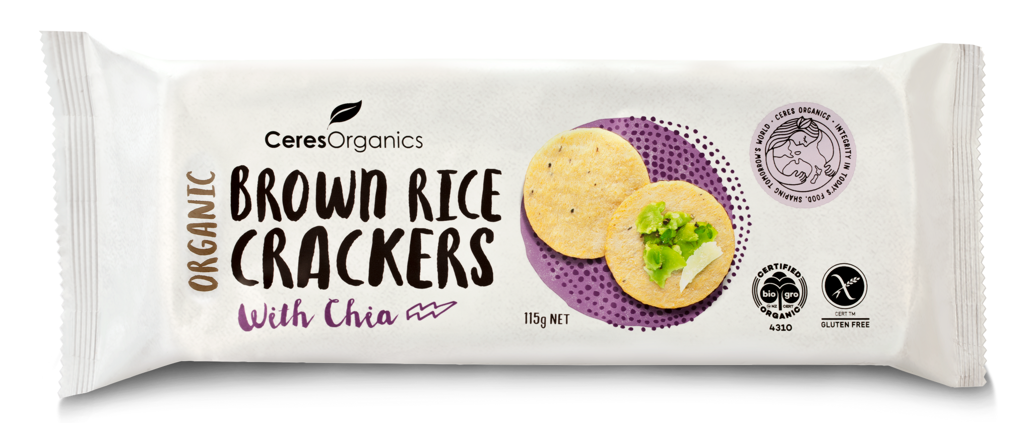 Organic Brown Rice Crackers with Chia - 115g – Ceres Organics AU