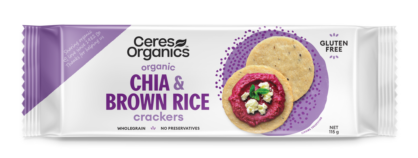 Organic Brown Rice Crackers with Chia - 115g