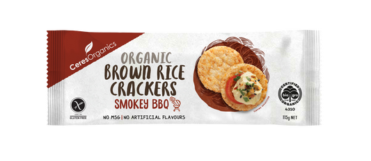 Organic Brown Rice Crackers, Smokey BBQ - 115g