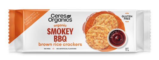 Organic Brown Rice Crackers, Smokey BBQ - 115g