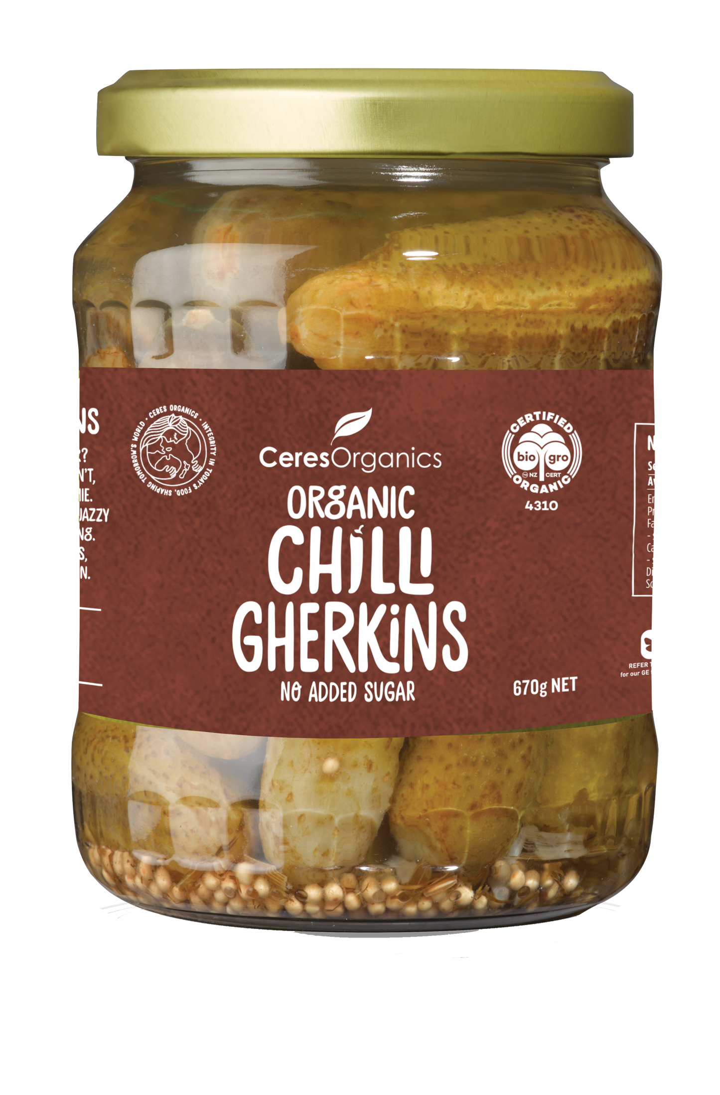 Organic Chilli Gherkins - 670g