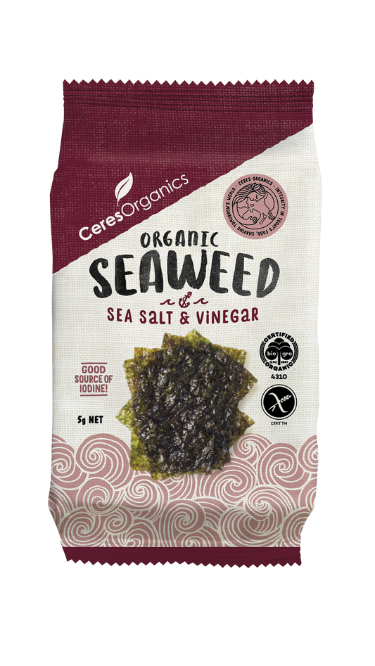 Organic Roasted Seaweed, Salt & Vinegar Nori Snack - 5g
