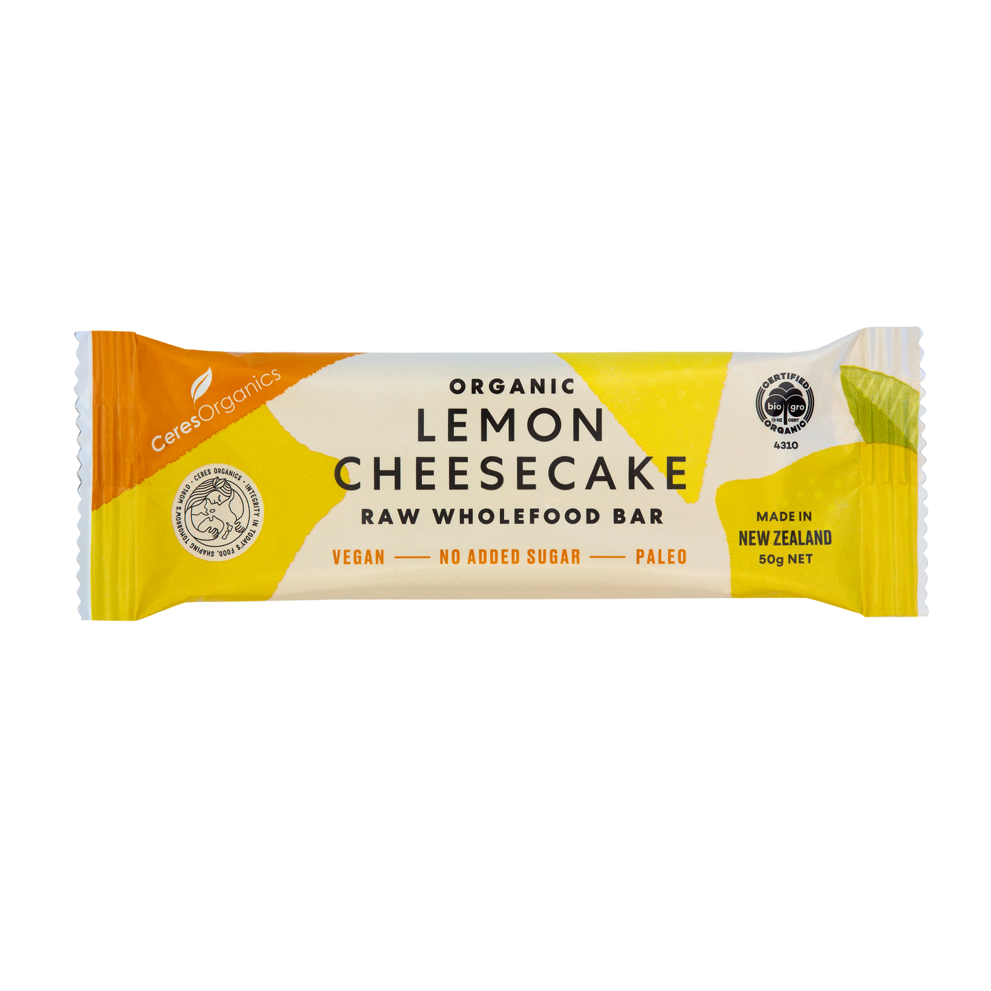 Organic Lemon Cheesecake, Raw Wholefood Bar - 50g