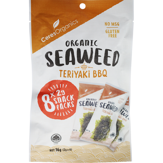 Organic Roasted Seaweed Multipack, Teriyaki BBQ Snack - 8 x 2 g