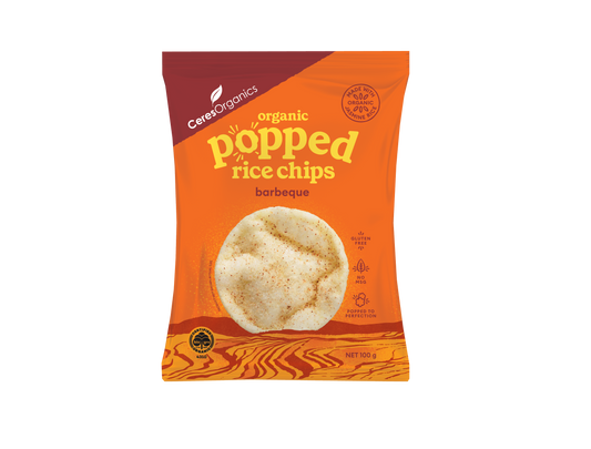 Organic Popped Rice Chips, Barbeque - 100g