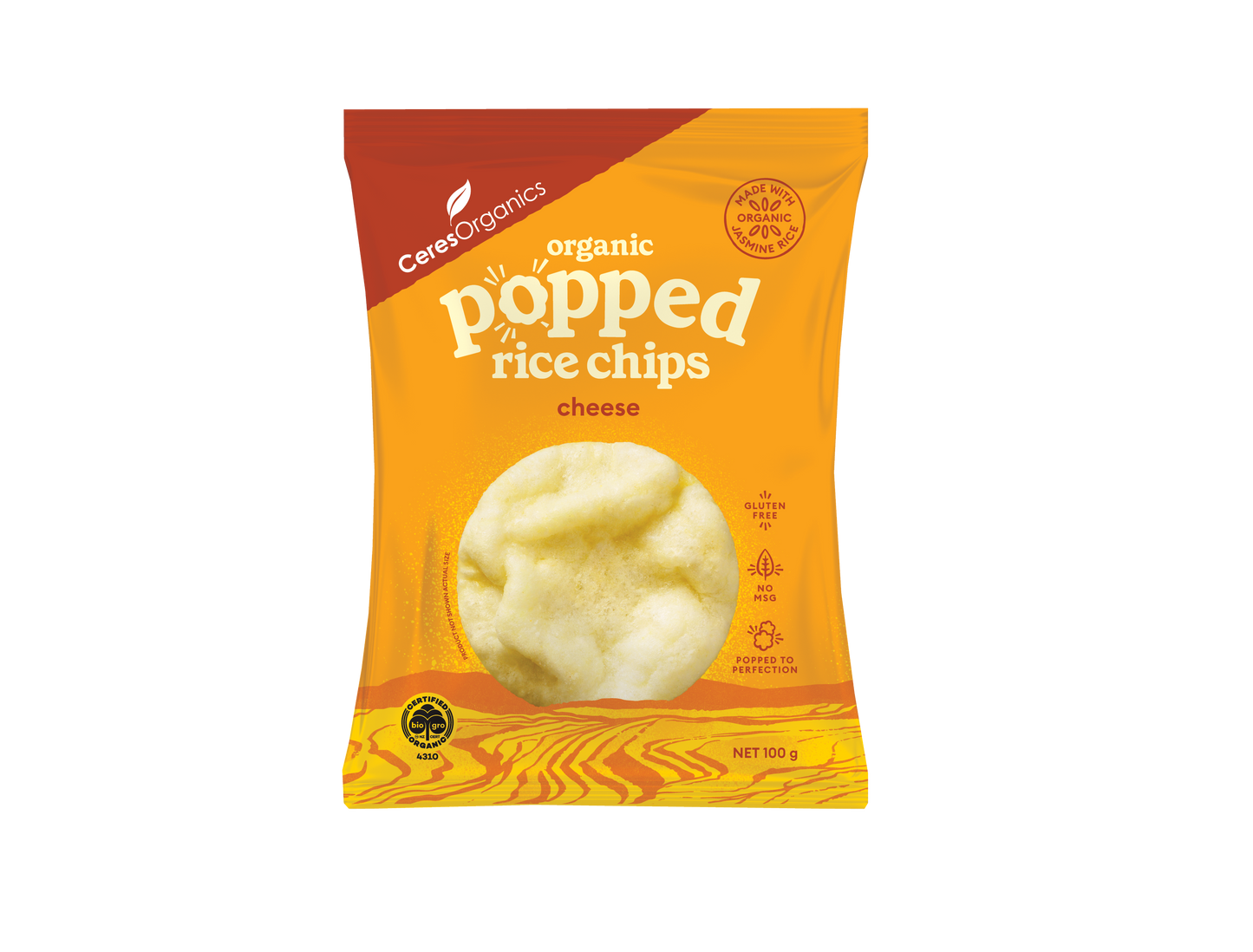 Organic Popped Rice Chips, Cheese - 100g