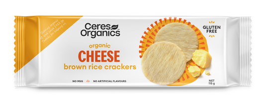 Organic Brown Rice Crackers, Cheese - 115g - 115g