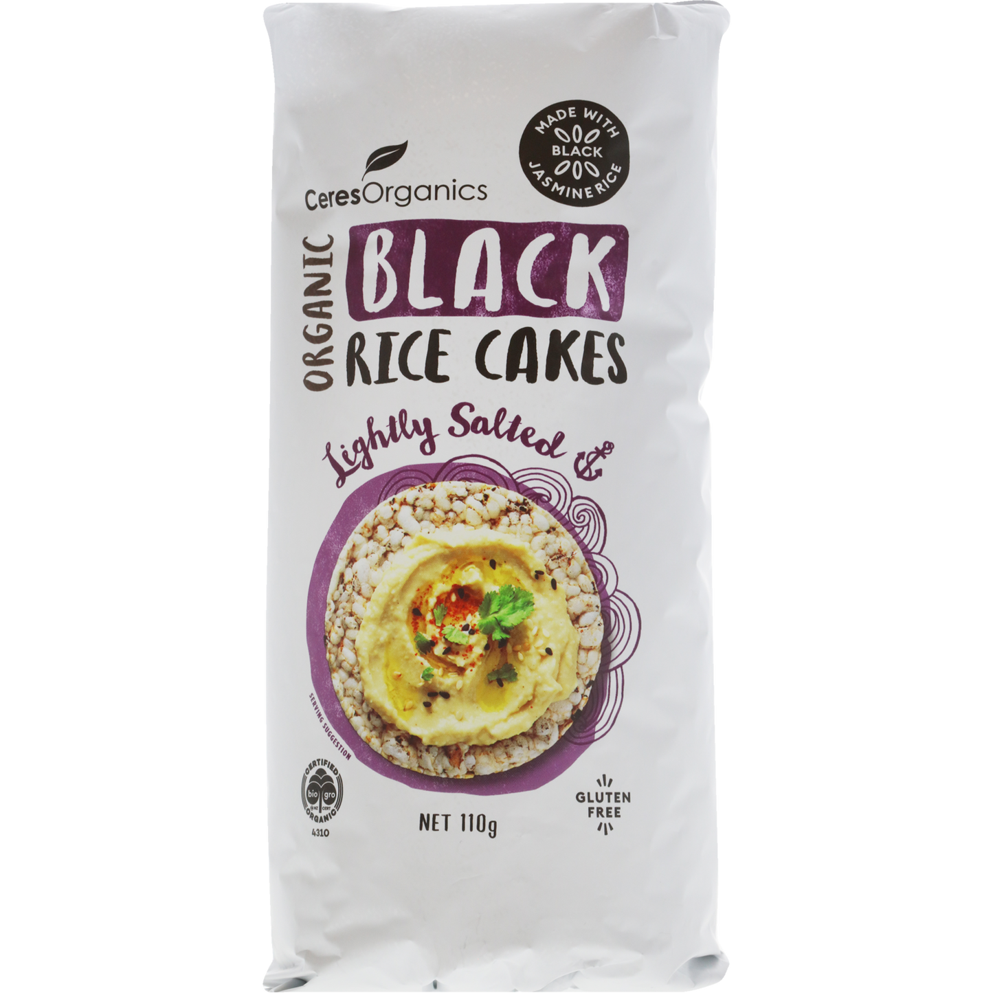 Organic Black Rice Cakes, Lightly Salted - 110g
