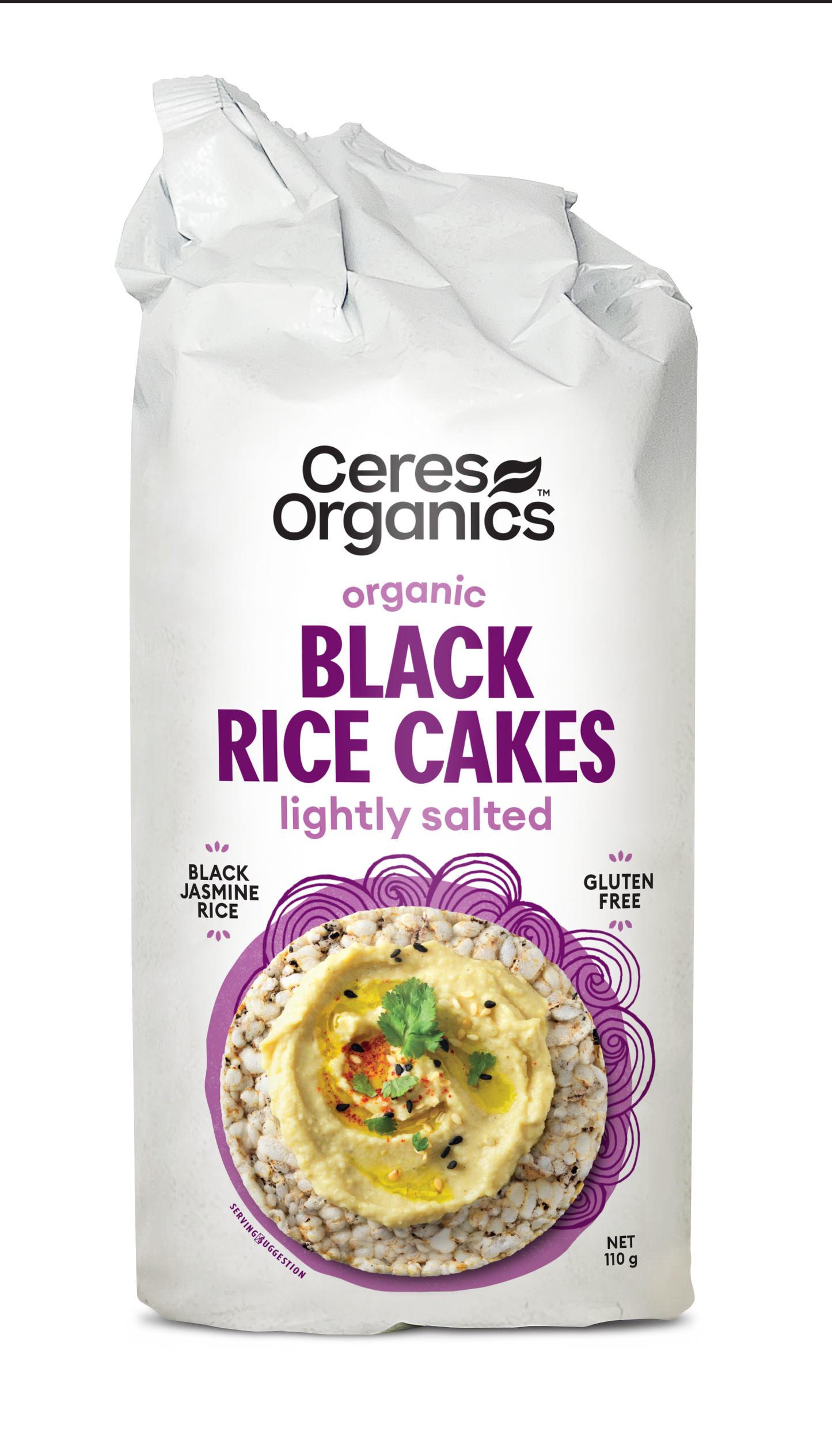 Organic Black Rice Cakes, Lightly Salted - 110g