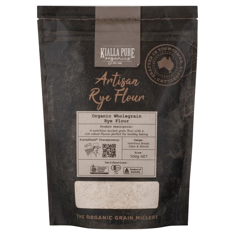 Kialla Pure Organic Wholegrain Rye Flour - 700g