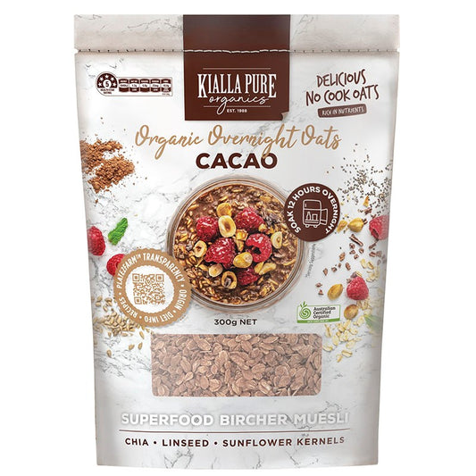 Kialla Pure Organic Overnight Oats, Cacao - 300g