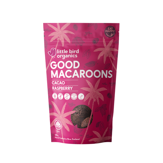 Little Bird Organics Good Macaroons - Cacao + Raspberry - 125g