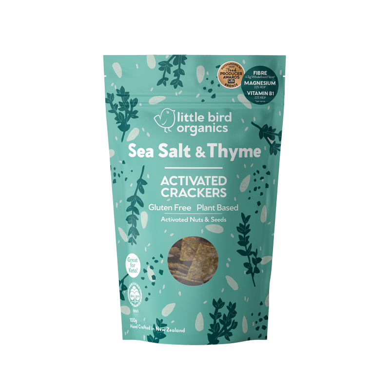 Little Bird Organics Activated Crackers - Sea Salt & Thyme - 100g