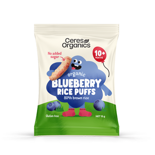 Organic Brown Rice Puffs, Blueberry - 15 g