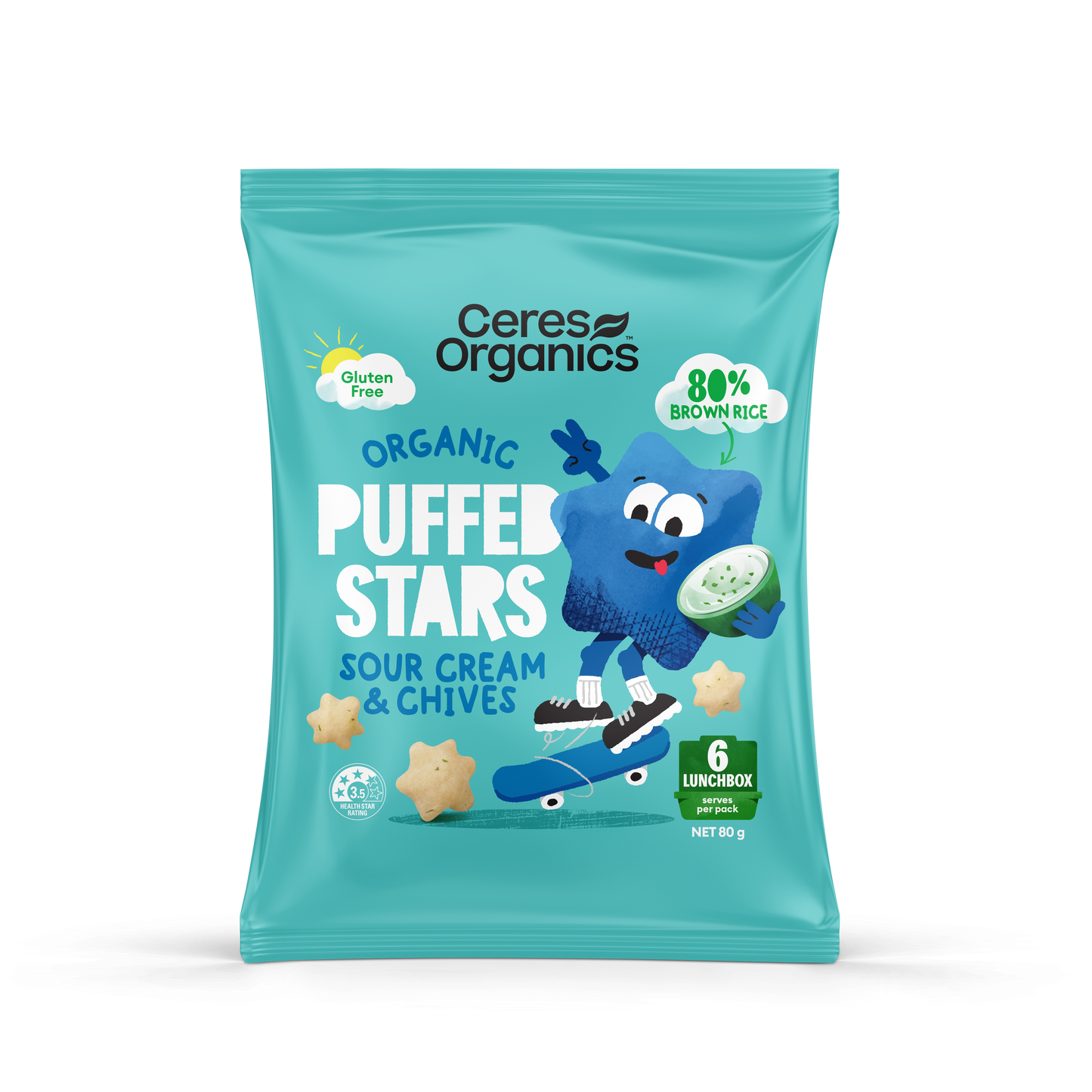 Organic Puffed Stars Sour Cream & Chives - 80g