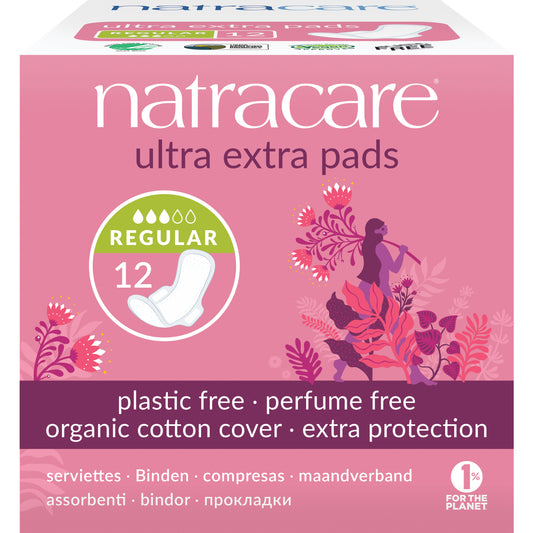 Natracare Ultra Extra Pads With Wings Regular 12s - 12pk